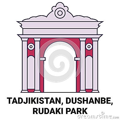 Tadjikistan, Dushanbe, Rudaki Park travel landmark vector illustration Vector Illustration