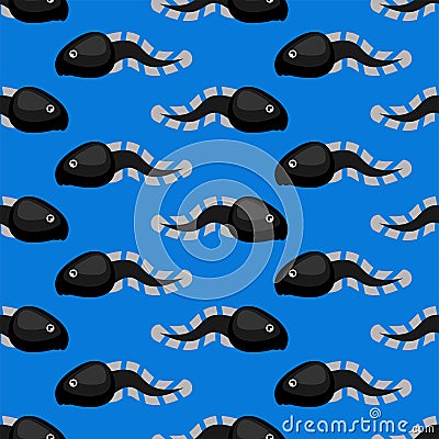 Tadpole pattern seamless. Frog larva background. Vector texture Vector Illustration