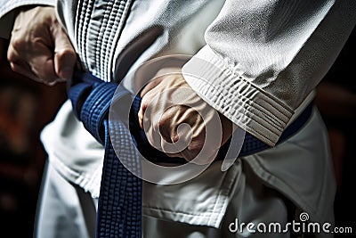 Taekwondo closeup belt. Generate Ai Stock Photo