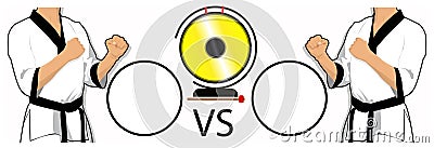 Taekwondo fighters against each other - versus Vector Illustration