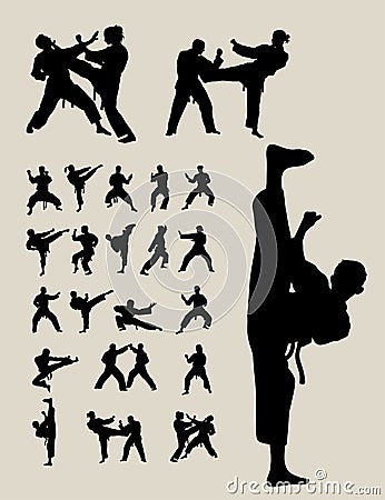 Taekwondo and Karate Silhouettes Vector Illustration