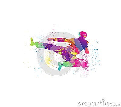 Taekwondo logo design. Colorful sport background. Vector Illustration