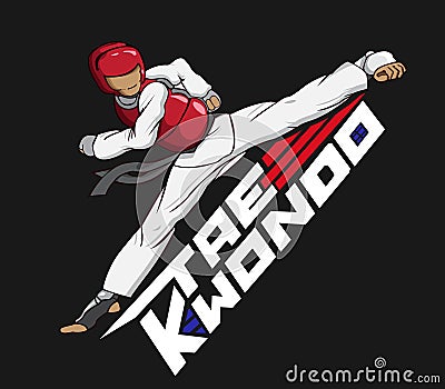 Taekwondo. Martial art Cartoon Illustration