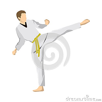 Taekwondo sport athlete. Vector Illustration