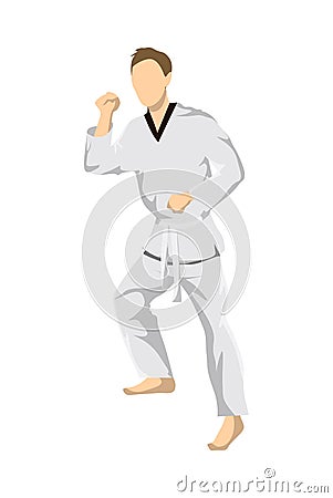 Taekwondo sport athlete. Vector Illustration