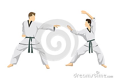 Taekwondo sport couple. Vector Illustration