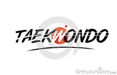 taekwondo word text logo icon with red circle design Stock Photo