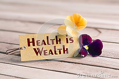 health is wealth tag Stock Photo