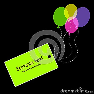 Tag with colorful balloons. Greeting card Vector Illustration