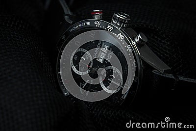 Tag Heuer Carrera Automatic Calibre 16 Black Clear Background Editorial Stock Photo