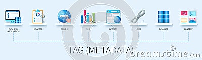 Tag Metadata web vector infographics in 3d style Stock Photo
