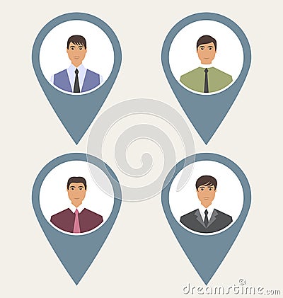 Tag set front label portrait users social network Vector Illustration