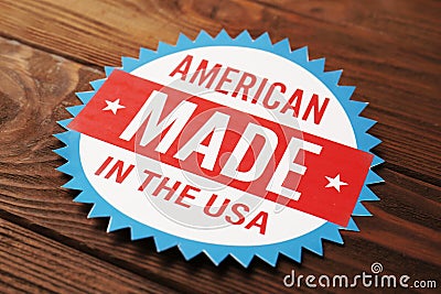 Tag with text AMERICAN. MADE IN THE USA Stock Photo