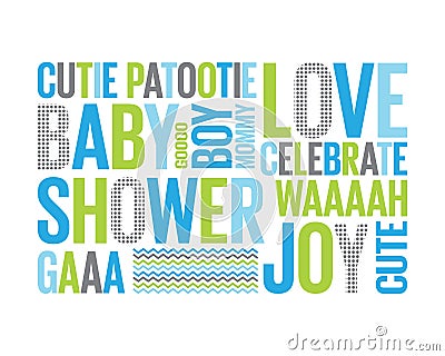 A Tagcloud: baby shower for a boy Stock Photo