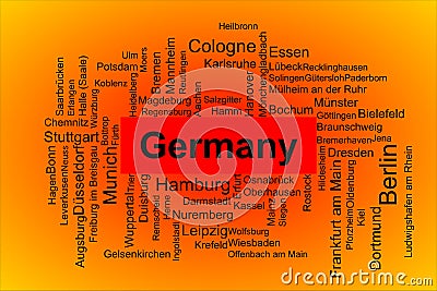 Tagcloud of cities in Germany ordered by its' population Stock Photo