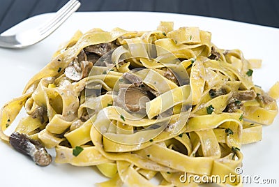 Tagliatelle ai funghi porcini Stock Photo