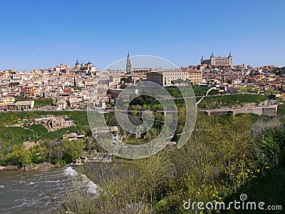 The Tagus River that passes the ancient city of Toledo Spain Stock Photo