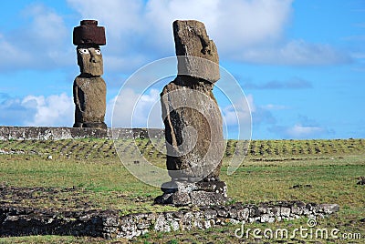 Tahai Ceremonial Complex archaeological site Rapa Nui - Easter Island Stock Photo