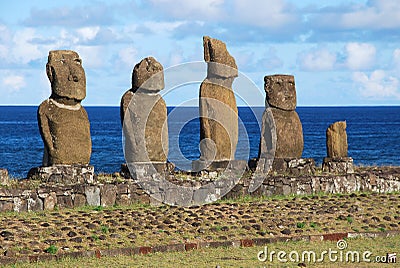 Tahai Ceremonial Complex archaeological site Rapa Nui - Easter Island Stock Photo