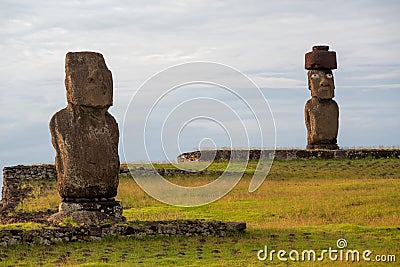 The Tahai Ceremonial Complex on Rapa Nui (Easter Island) in Chilean Polynesia Editorial Stock Photo