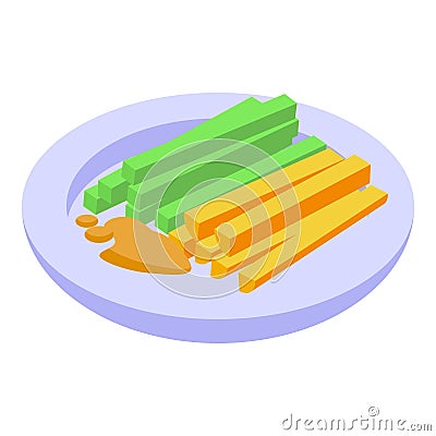 Tahini food drops icon isometric vector. Plate cream Vector Illustration