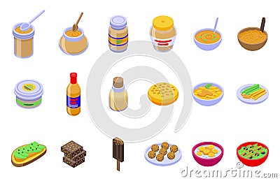 Tahini icons set isometric vector. Cuisine food Vector Illustration