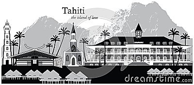 Tahiti, French Polynesia Vector Illustration