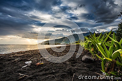 123 Tahiti sunset Stock Photo