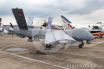 TAI Aksungur unmanned combat aerial vehicle (UCAS) at the Paris Air Show. Le Bourget, France - June 22, 2023 Editorial Stock Photo
