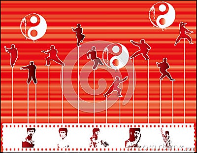 Tai chi and Bruce lee Vector Illustration