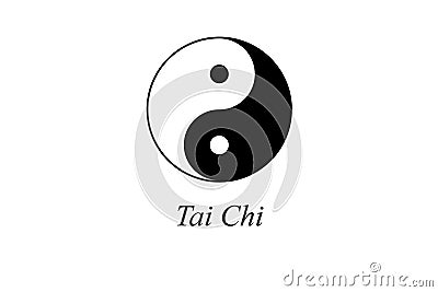 Tai Chi Taoism religion symbol with its English text Stock Photo