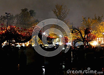 Tai Hang Fire Dragon Dance Editorial Stock Photo