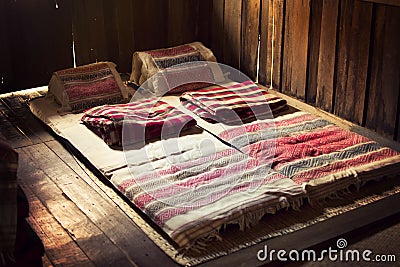 The Tai Lue native mattress in the bedroom. Stock Photo