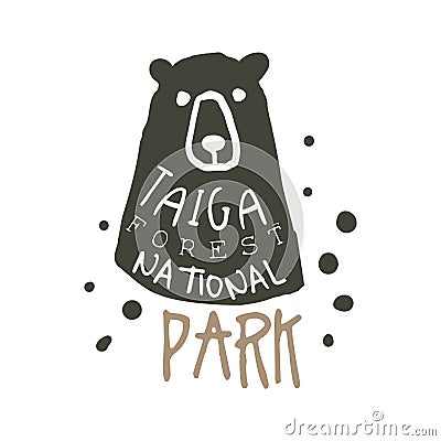 Taiga forest national park design template, hand drawn vector Illustration Vector Illustration