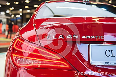 Tail lamps of Mercedes-Benz CLA45 AMG at the Singapore Motorshow 2015 Editorial Stock Photo
