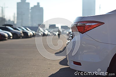 Tail light car on the parking lot Stock Photo