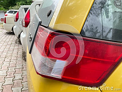 Tail lights of cars standing in a row Editorial Stock Photo