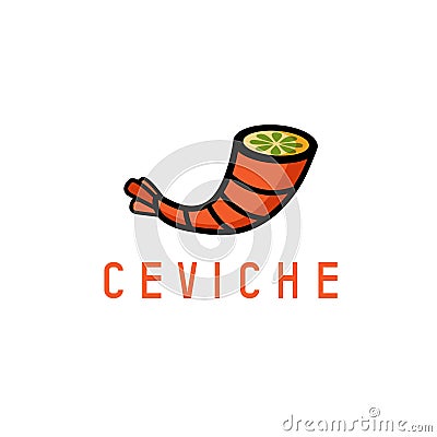 Tail of shrimp and lime in it ceviche vector Vector Illustration