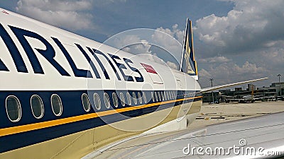 Tail of Singapore airlines plane Editorial Stock Photo