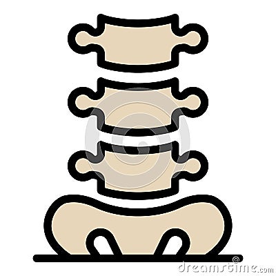 Tailbone and spine icon color outline vector Vector Illustration