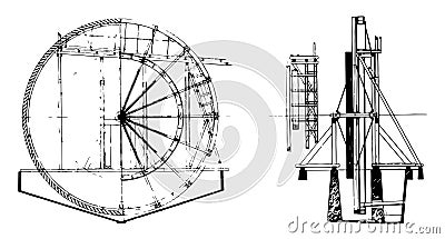 Tailings Wheel vintage illustration Vector Illustration