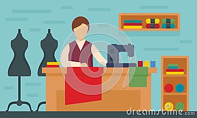 Tailor concept banner, flat style Vector Illustration