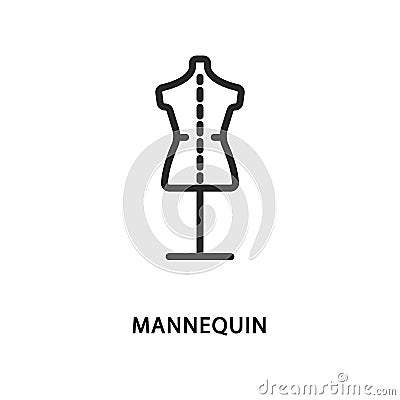 Tailor mannequin flat line icon. Vector illustration sewing equipment Vector Illustration