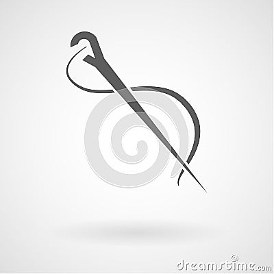 Tailor needle and yarn icon, vector Vector Illustration