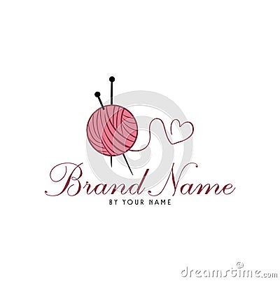 Tailor Sewing Knitting Love Vintage Needle Yarn Mannequin, Fashion Retro Simple Logo Vector Illustration