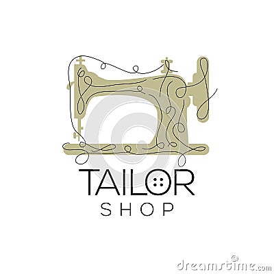 Tailor vector logo. Sewing machine logo template. Fashion logo. Sewing machine vector icon Vector Illustration