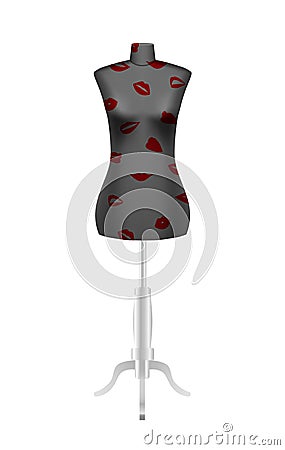 Tailors dummy mannequin with lips pattern Vector Illustration