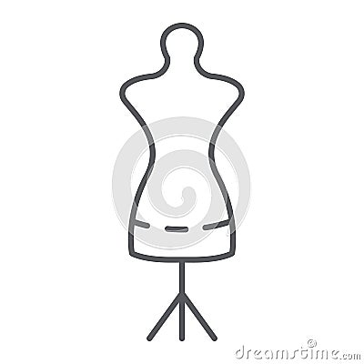 Tailors dummy thin line icon, dressmaker and tailor, mannequin sign, vector graphics, a linear pattern on a white Vector Illustration