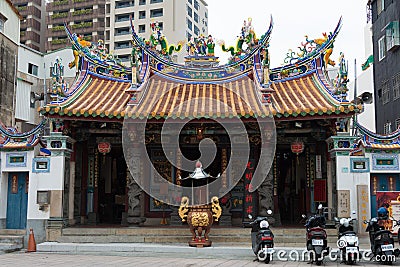 Taiwan Fu City God Temple in Tainan, Taiwan. The temple was built in 1669 during the Zheng Period of the Ming Dynasty Editorial Stock Photo
