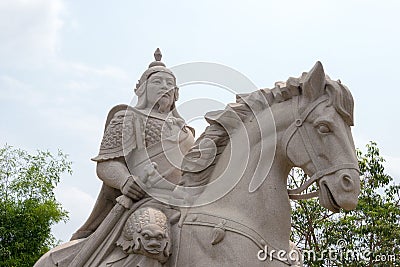 Zheng Chenggong statue at Koxinga Shrine in Tainan, Taiwan. Stock Photo